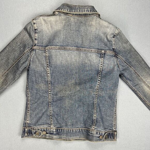 VTG Gap Jean Jacket Womens M 2002 Stretch Trucker Stretch Medium Wash Denim Y2K - Picture 2 of 13